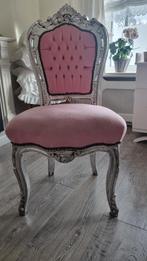 Vintage barok stoel in roze met sierlijk frame, Ophalen