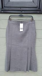 Grijze wollen midi rok Zara XL (42/44), Verzenden, Zara, Maat 46/48 (XL) of groter, Nieuw