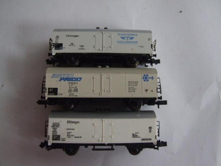 3x koelwagons merkloos, Hobby en Vrije tijd, Modeltreinen | N-Spoor, Gebruikt, Wagon, Gelijkstroom, Overige merken, Ophalen of Verzenden