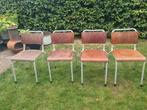 Vintage Retro Stoelen Set van 4, Huis en Inrichting, Ophalen, Gebruikt, Bruin, Vier