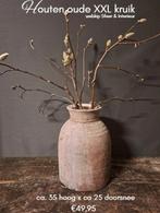 houten XXL kruik vaas XL Nepalese pot GROOT sober, Huis en Inrichting, Woonaccessoires | Overige, Ophalen of Verzenden, Nieuw