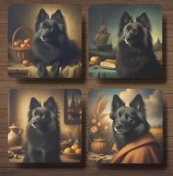 Schipperke Rembrandt stijl onderzetters met houder beschikbaar voor biedingen