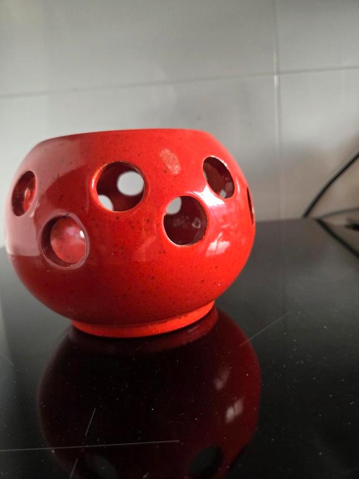 Kjell Knekta keramiek oranje vaas bloempot rechaud kandelaar, Antiek en Kunst, Kunst | Designobjecten, Ophalen of Verzenden