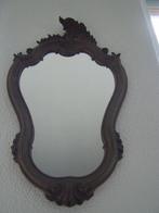 Brocante spiegel met houten asymetrische lijst bloem bloemen, Antiek en Kunst, Antiek | Spiegels, Ophalen, Minder dan 50 cm, Minder dan 100 cm