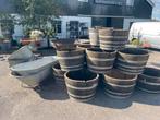 Bloempot Whiskyvat, Tuin en Terras, Bloembakken en Plantenbakken, Ophalen, Minder dan 30 cm, Rond, Zo goed als nieuw