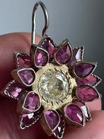 Prachtige uniek zilveren oorbellen met robijnen en kristal, Ophalen of Verzenden, Zo goed als nieuw, Zilver