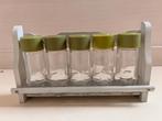 Kruidenrek specerijen houder met 5 potjes aan een muur, Ophalen of Verzenden, Gebruikt