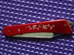 zakmesjes vintage zakmesje rood emaille zwart leer, Ophalen of Verzenden, Gebruikt