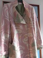 Prachtig heel bijzondere lange jas, roze groene bloem mt m/l, Ophalen of Verzenden, Roze, Zo goed als nieuw