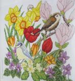 Borduurpatroon  Voorjaars bloemen en vogels   nr 8264, Verzenden, Nieuw, Handborduren, Patroon