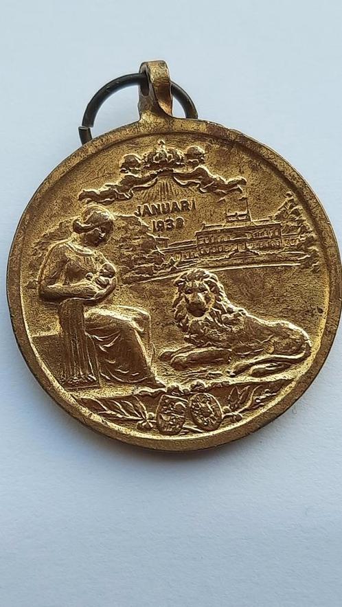 Penning, geboorte van het prinsenkind, 1938, Postzegels en Munten, Penningen en Medailles, Brons, Nederland, Ophalen of Verzenden