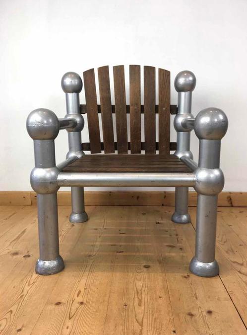 1950s Grote Atomic Statement Stoel, Huis en Inrichting, Stoelen, Gebruikt, Eén, Hout, Metaal, Grijs, Ophalen