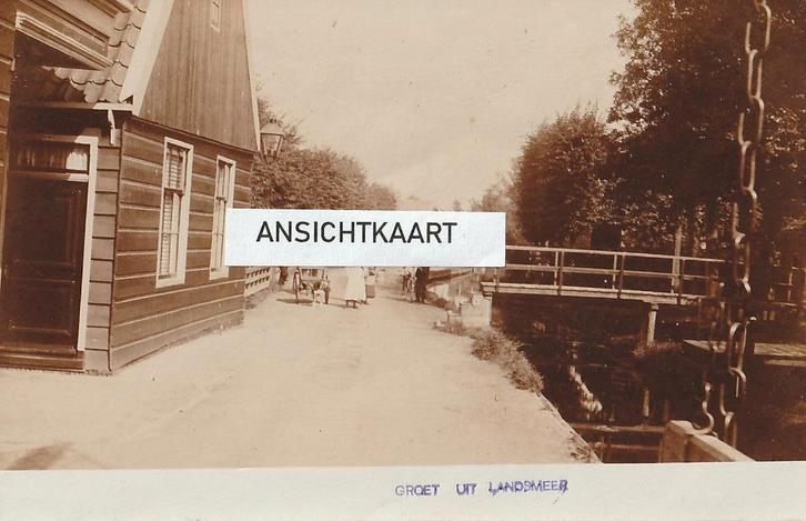 Fotokaart Landsmeer - fraai dorpsbeeld - hondenkar, Verzamelen, Ansichtkaarten | Nederland, Noord-Holland, Voor 1920, Ophalen of Verzenden