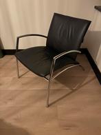 2 Moderne design stoelen chroom met zwart leer, Huis en Inrichting, Fauteuils, Ophalen, Gebruikt, Minder dan 75 cm, Metaal