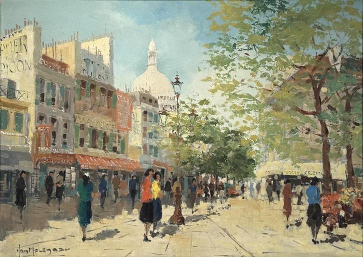 626. Olieverfschilderij, Han Molenaar – midden 20e eeuw, Antiek en Kunst, Kunst | Schilderijen | Klassiek, Ophalen of Verzenden