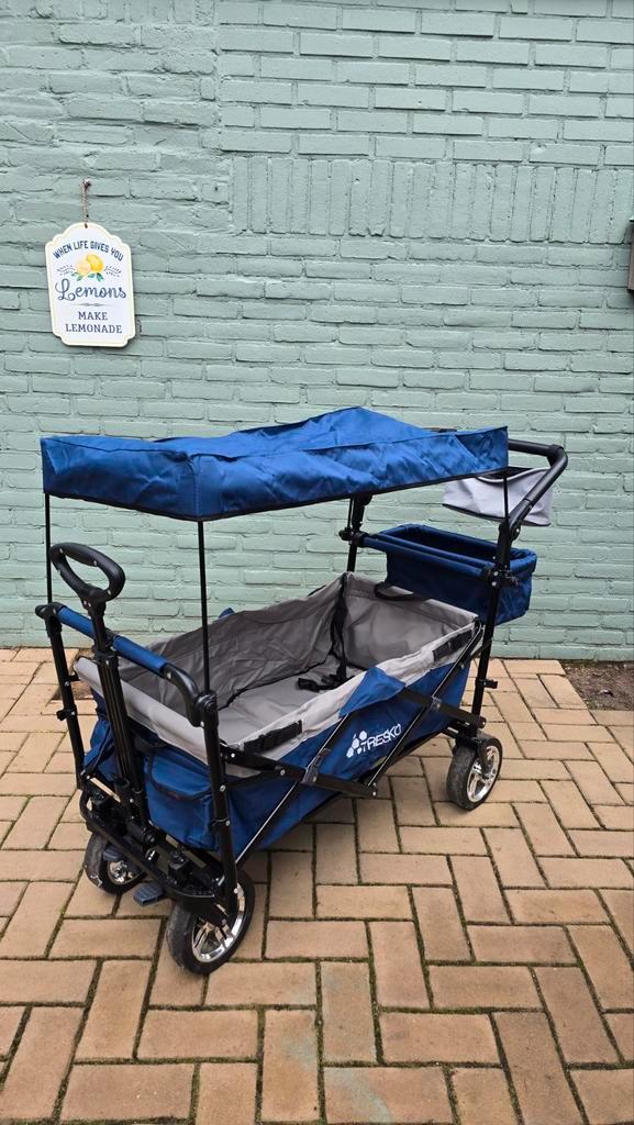 Tresko Bolderkar Grijs - Opvouwbaar met Dak, Caravans en Kamperen, Bolderkarren, Zo goed als nieuw, Opvouwbaar, Ophalen of Verzenden