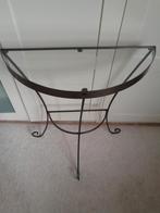 Glazen Bijzettafel met Metalen Onderstel, Ophalen, Gebruikt, 50 tot 100 cm, Glas