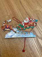 Vintage houten trekpop kerstman in arreslee, Diversen, Kerst, Ophalen of Verzenden, Gebruikt