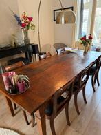 Zeer mooie antieke zware eiken eettafel + 6 antieke stoelen, Ophalen, Gebruikt, Antiek zowel tafel als stoelen., 4 tot 6 stoelen
