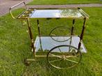Serveerwagen barwagen trolley tafel massief koper hout glas, Ophalen