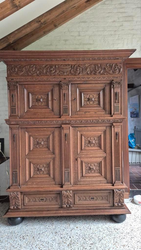 Antieke eiken kast Boerenkast, Huis en Inrichting, Kasten | Kledingkasten, Gebruikt, 150 tot 200 cm, 100 tot 150 cm, 50 tot 75 cm