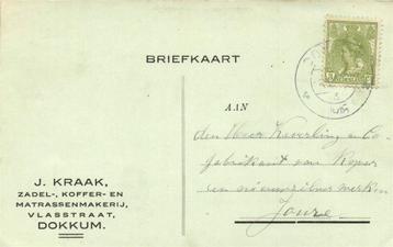J. Kraak, Dokkum - 08.1918 - briefkaart beschikbaar voor biedingen