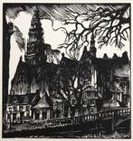 Rein Snapper (1907-1988) Houtsnede 'Amsterdam-Oude Kerk' ~19, Ophalen of Verzenden