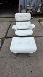 Wit leren Eames lounge chair met ottoman, Ophalen