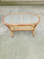 Mooie Ovale Vintage Rotan Rohé Tafel met Lectuur etage 50/60, Ophalen, Gebruikt, 50 tot 100 cm, Minder dan 50 cm