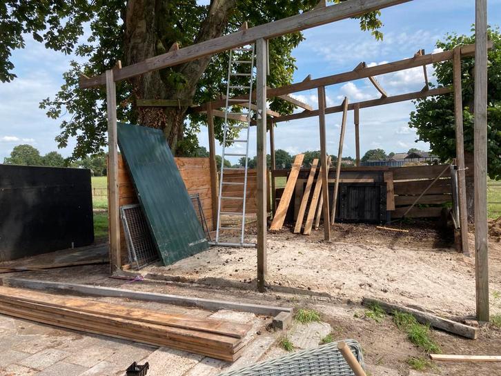 Partij houten planken, tuinpalen en deuren, Doe-het-zelf en Verbouw, Hout en Planken, Zo goed als nieuw, Plank, Overige houtsoorten