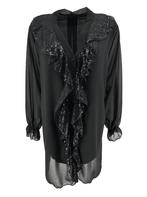 Nieuwe VOILE BLOUSE MET KNOPEN EN PAILLETTEN ZWART XXL, Ophalen of Verzenden, Nieuw, Maat 46/48 (XL) of groter, Zwart