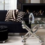 BIJZETTAFEL Eichholtz Maverick Massief RVS - dikke glasplaat, Huis en Inrichting, Ophalen, Eichholtz, Delfweg 52 Noordwijkerhout