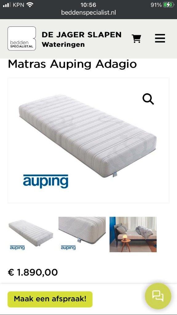 Auping Adagio Matras- 160x200cm - Zo goed als nieuw, Huis en Inrichting, Slaapkamer | Matrassen en Bedbodems, Zo goed als nieuw