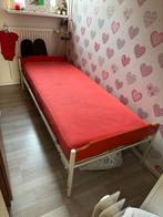 Eenpersoonsbed - Oranje frame, Gebruikt, 90 cm, Eenpersoons, Beige