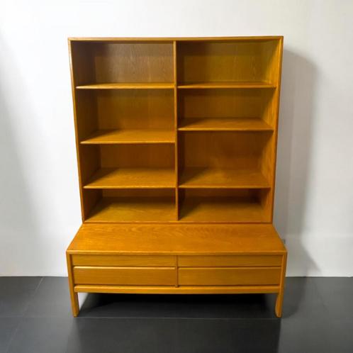 Vintage eiken boekenkast, Huis en Inrichting, Kasten | Boekenkasten, Gebruikt, 100 tot 150 cm, 150 tot 200 cm, 25 tot 50 cm, Met lade(s)
