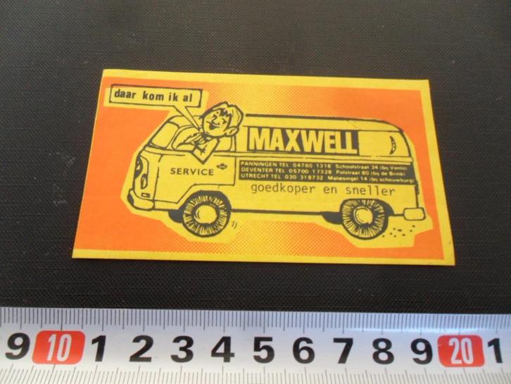 sticker Panningen Deventer Utrecht MAXWELL service VW Bus, Verzamelen, Stickers, Zo goed als nieuw, Bedrijf of Vereniging, Ophalen