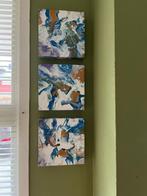 Abstract Drieluik Acryl Schilderij 20x20 cm, Antiek en Kunst, Ophalen