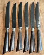 6 messen Antiek bestek merk AUX 2 LIONS Paris BEEN handvat, Ophalen