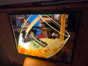 Vintage Heineken Spiegel Lichtbak 60x45cm beschikbaar voor biedingen