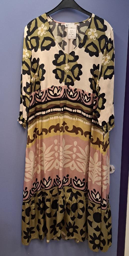 Boho midi-jurk van GRACE 100% viscose maat L artnr 49434, Kleding | Dames, Jurken, Zo goed als nieuw, Maat 42/44 (L), Groen, Onder de knie