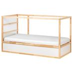 KURAKeerbaar bed, wit/grenen, 90x200 cm, Zo goed als nieuw, Ophalen