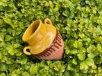 Franse terracotta muurbloempot deels geglazuurd, Tuin en Terras, Tuin, Rond, Ophalen of Verzenden, Zo goed als nieuw