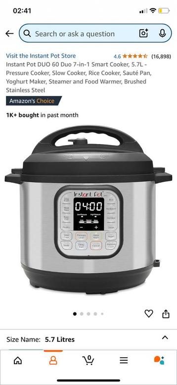 NEW!!!Instant Pot DUO 60 Duo 7-in-1 Smart Cooker, 5.7L beschikbaar voor biedingen
