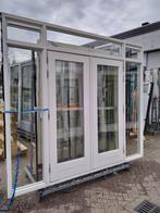 Hardhout kozijn met dubbele deuren en zijlichten boven licht, Doe-het-zelf en Verbouw, Deuren en Horren, Ophalen of Verzenden