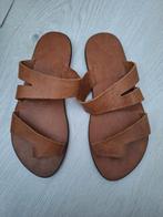Leren slipper sandalen licht bruin maat 36 37 van echt leer, Bruin, Verzenden, Nieuw, Sandalen of Muiltjes