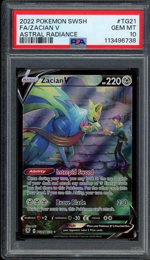 Zacian V [Full Art] PSA 10 - TG21/TG30 - Astral Radiance, Hobby en Vrije tijd, Verzamelkaartspellen | Pokémon, Zo goed als nieuw