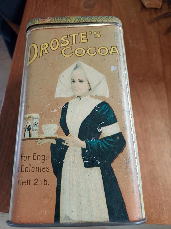Antiek Droste Blik - Export Engeland - Verpleegster, Verzamelen, Blikken, Gebruikt, Overige, Droste, Ophalen of Verzenden