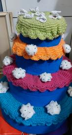 Handgemaakte vilten Feesttaart, Ophalen of Verzenden, Zo goed als nieuw, Geboorte of Huwelijk