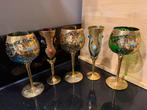 Vijf Murano glazen met gouden details, Antiek en Kunst, Antiek | Glas en Kristal, Ophalen of Verzenden