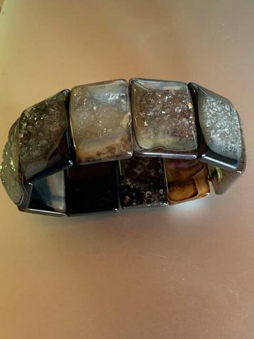 Armband van geslepen half edelsteen, natuurlijke kristallen beschikbaar voor biedingen